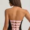 Audrina Cut-Out Bow-Detail Corset Top in Black