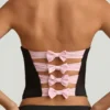Audrina Cut-Out Bow-Detail Corset Top in Black