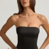 Audrina Cut-Out Bow-Detail Corset Top in Black