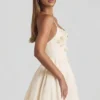 Augusta Halterneck Floral-Appliqué Corset Mini Dress in Ivory
