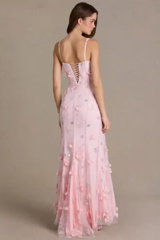 Aurelia Embellished Corset Gown in Baby Pink