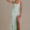 Aurelia Embellished Corset Gown in Sage Green