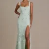 Aurelia Embellished Corset Gown in Sage Green