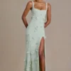 Aurelia Embellished Corset Gown in Sage Green