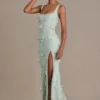 Aurelia Embellished Corset Gown in Sage Green