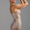 Aurora Embellished Bandeau Mini Dress in Almond