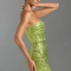 Aurora Embellished Bandeau Mini Dress in Pear Green