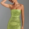 Aurora Embellished Bandeau Mini Dress in Pear Green