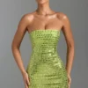 Aurora Embellished Bandeau Mini Dress in Pear Green