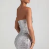 Aurora Embellished Bandeau Mini Dress in White