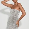 Aurora Embellished Bandeau Mini Dress in White