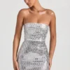 Aurora Embellished Bandeau Mini Dress in White