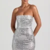 Aurora Embellished Bandeau Mini Dress in White