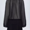 Avalon Lace-Up Balloon-Sleeve Mini Dress in Black