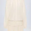 Avalon Lace-Up Balloon-Sleeve Mini Dress in Ivory