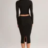 Aven Modal Mid-Rise Pencil Midi Skirt in Black