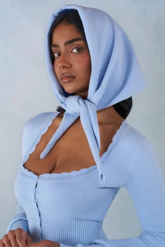 Aviana Knit Headscarf in Soft Blue