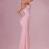 Avielle Satin Corset Bridesmaid Dress in Blush Pink