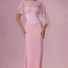 Velina Chiffon Cape in Blush Pink