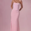 Avielle Satin Corset Bridesmaid Dress in Blush Pink