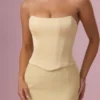 Avielle Satin Corset Bridesmaid Dress in Butter Yellow