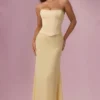Avielle Satin Corset Bridesmaid Dress in Butter Yellow