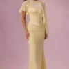 Avielle Satin Corset Bridesmaid Dress in Butter Yellow