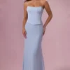 Avielle Satin Corset Bridesmaid Dress in Powder Blue