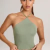 Aviora Modal Halterneck Top in Sage Green