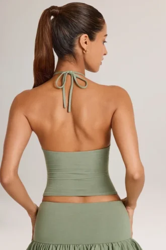 Aviora Modal Halterneck Top in Sage Green