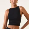 Aya Modal Boat-Neck Tank Top in Black