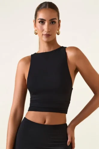 Aya Modal Boat-Neck Tank Top in Black
