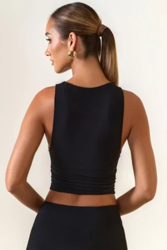 Aya Modal Boat-Neck Tank Top in Black