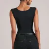 Ayla Sweetheart-Neck Bodysuit in Black