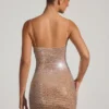Ayleen Embellished Cut-Out Mini Dress in Almond