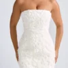 Azaelea Floral-Appliqué Bandeau A-Line Mini Dress in White