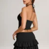 Azaria Modal Ruffle Mid-Rise Mini Skort in Black