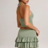 Azaria Modal Ruffle Mid-Rise Mini Skort in Sage Green