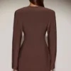 Azelie Single-Breasted Blazer Mini Dress in Chocolate Brown