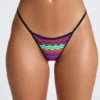 Azure By Oh Polly Swim Triangle Thong Bikini Bottoms in Multi Print