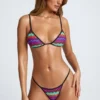 Azure By Oh Polly Swim Triangle Thong Bikini Bottoms in Multi Print