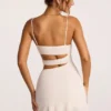 Azzurra Textured Jersey Cut-Out A-Line Mini Dress in Ivory