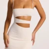 Azzurra Textured Jersey Cut-Out A-Line Mini Dress in Ivory