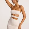 Azzurra Textured Jersey Cut-Out A-Line Mini Dress in Ivory