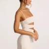 Azzurra Textured Jersey Cut-Out A-Line Mini Dress in Ivory