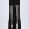 Bacalar Ruched Hardware-Detail Fishtail Maxi Skirt in Black