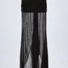 Bacalar Ruched Hardware-Detail Fishtail Maxi Skirt in Black