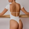 Backless Panelled Bodysuit in Soft White