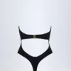 Bahari Cut-Out Hardware-Detail Swimsuit in Black