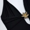 Bahari Cut-Out Hardware-Detail Swimsuit in Black
